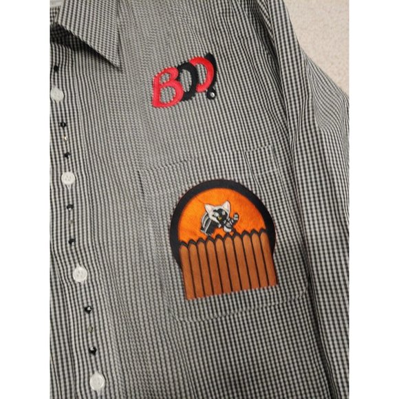 Mili Designs Button up Shirt Womens Medium Halloween Ghost‎ Black white Checked - Picture 5 of 15